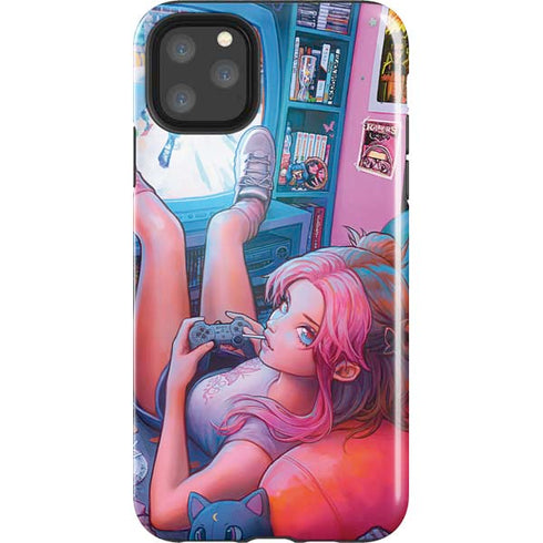 Pink Hair Anime Gamer Girl by Ivy Dolamore iPhone Cases