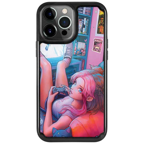 Pink Hair Anime Gamer Girl by Ivy Dolamore iPhone Cases