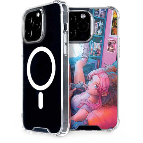 Pink Hair Anime Gamer Girl by Ivy Dolamore iPhone Cases