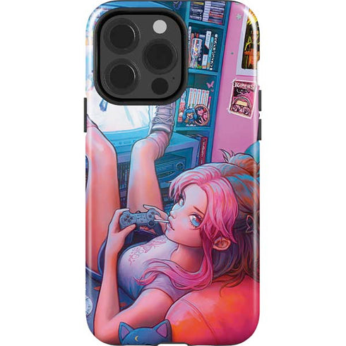 Pink Hair Anime Gamer Girl by Ivy Dolamore iPhone 15 Pro Impact Case