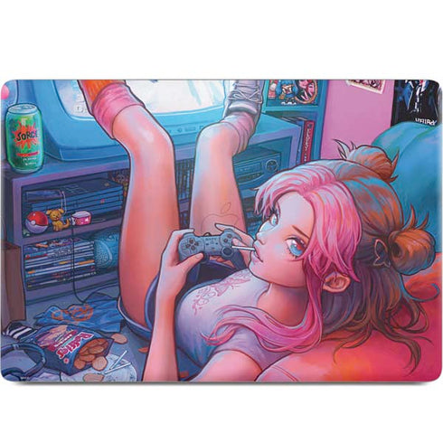 Pink Hair Anime Gamer Girl by Ivy Dolamore MacBook Skins
