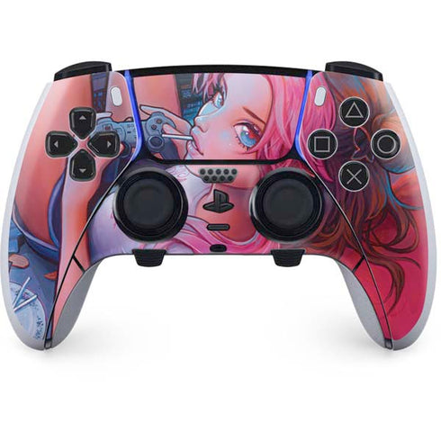 Pink Hair Anime Gamer Girl by Ivy Dolamore PS5 DualSense Edge Pro Controller Skin