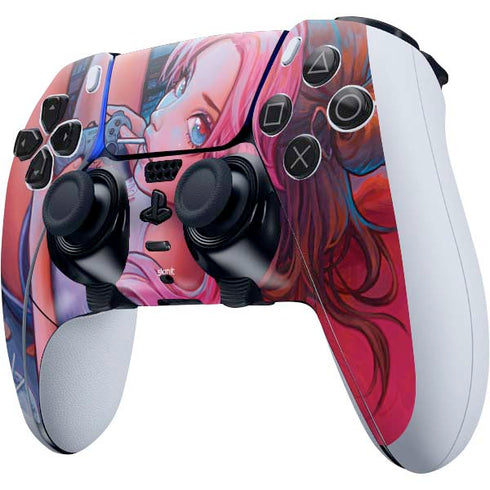 Pink Hair Anime Gamer Girl by Ivy Dolamore PS5 DualSense Edge Pro Controller Skin