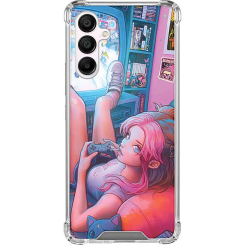 Pink Hair Anime Gamer Girl by Ivy Dolamore Galaxy A16 5G Clear Case