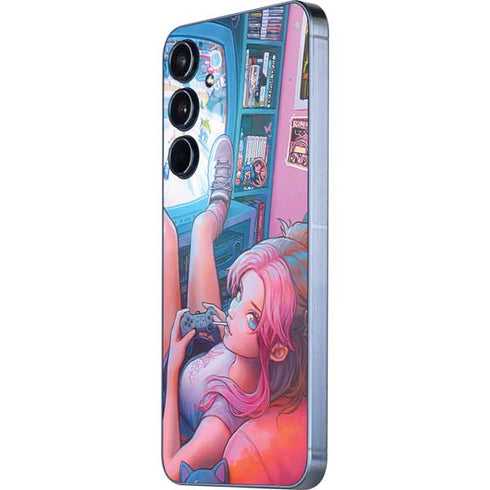 Pink Hair Anime Gamer Girl by Ivy Dolamore Galaxy A35 5G Skin