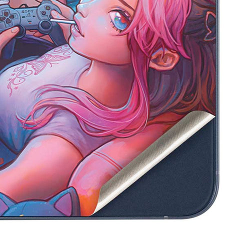 Pink Hair Anime Gamer Girl by Ivy Dolamore Galaxy A35 5G Skin