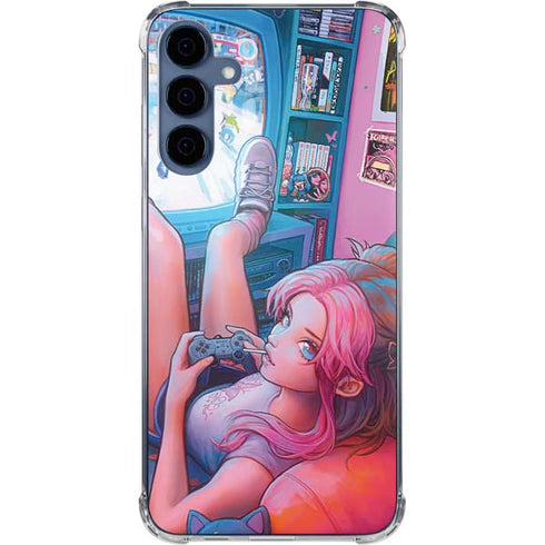 Pink Hair Anime Gamer Girl by Ivy Dolamore Galaxy A55 5G Clear Case