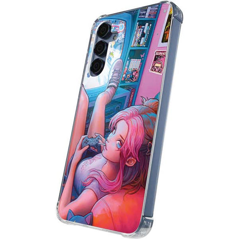 Pink Hair Anime Gamer Girl by Ivy Dolamore Galaxy A55 5G Clear Case