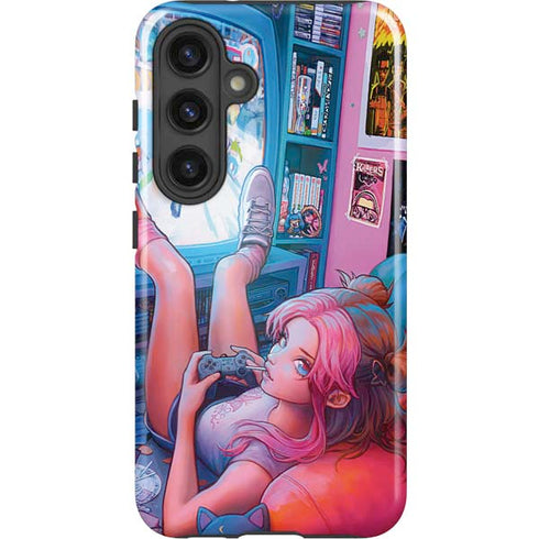 Pink Hair Anime Gamer Girl by Ivy Dolamore Galaxy S25 Impact Case