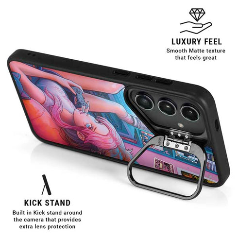 Pink Hair Anime Gamer Girl by Ivy Dolamore Galaxy S25 Plus Kickstand Case