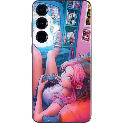 Pink Hair Anime Gamer Girl by Ivy Dolamore Galaxy S25 Plus Skin