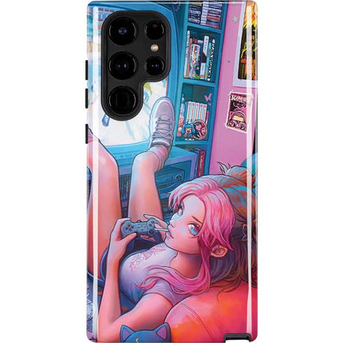 Pink Hair Anime Gamer Girl by Ivy Dolamore Galaxy Cases
