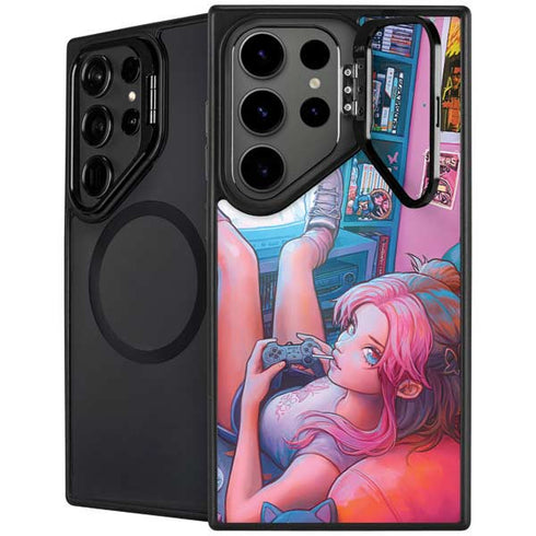 Pink Hair Anime Gamer Girl by Ivy Dolamore Galaxy S24 Ultra Kickstand Case