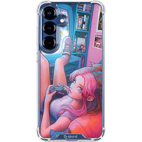 Pink Hair Anime Gamer Girl by Ivy Dolamore Galaxy S25 FE Clear Case