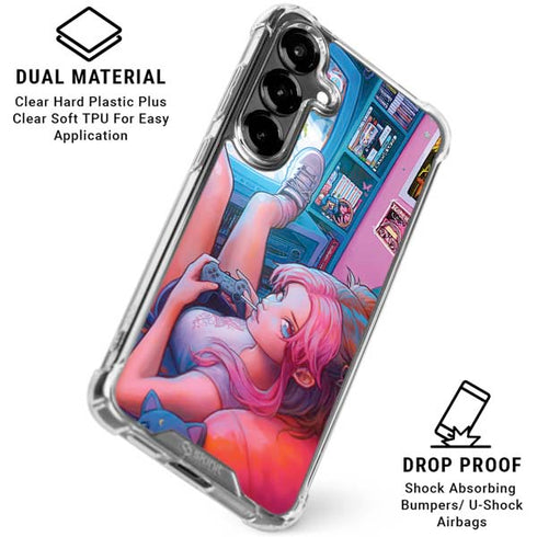 Pink Hair Anime Gamer Girl by Ivy Dolamore Galaxy S26 Plus Clear Case
