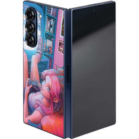 Pink Hair Anime Gamer Girl by Ivy Dolamore Galaxy Z Fold6 Skin