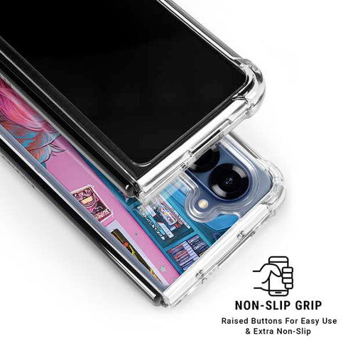 Pink Hair Anime Gamer Girl by Ivy Dolamore Galaxy Z Fold7 Clear Case