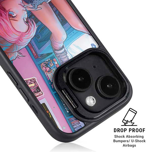 Pink Hair Anime Gamer Girl by Ivy Dolamore iPhone 13 Kickstand Case