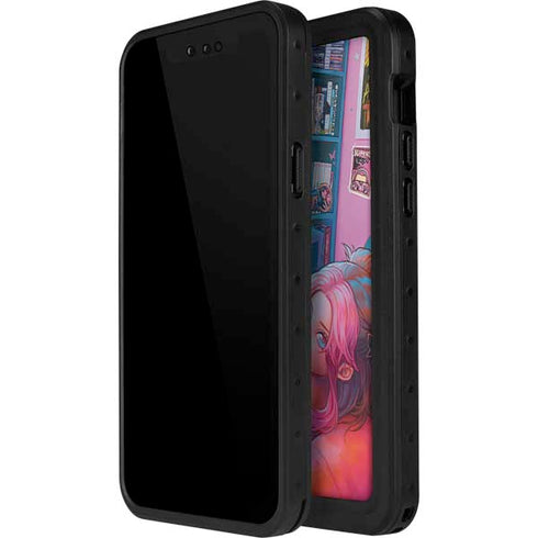 Pink Hair Anime Gamer Girl by Ivy Dolamore iPhone 15 Plus Waterproof Case