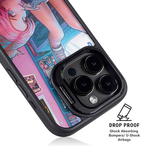 Pink Hair Anime Gamer Girl by Ivy Dolamore iPhone 15 Pro Max Kickstand Case