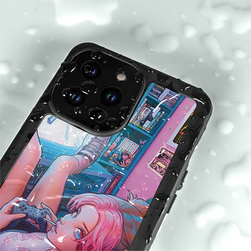 Pink Hair Anime Gamer Girl by Ivy Dolamore iPhone 15 Pro Waterproof Case