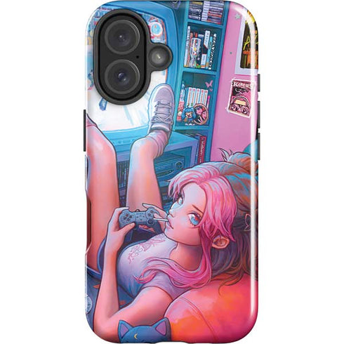 Pink Hair Anime Gamer Girl by Ivy Dolamore iPhone 16 Impact Case