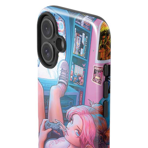 Pink Hair Anime Gamer Girl by Ivy Dolamore iPhone 16 Impact Case