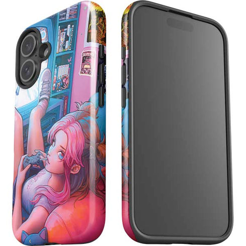 Pink Hair Anime Gamer Girl by Ivy Dolamore iPhone 16 Impact Case