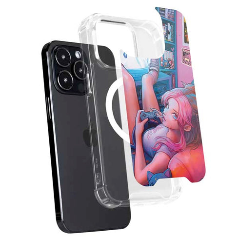 Pink Hair Anime Gamer Girl by Ivy Dolamore iPhone 16 Pro Max MagSafe Case