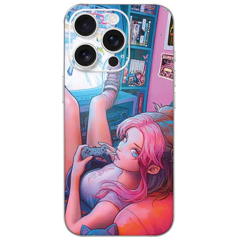 Pink Hair Anime Gamer Girl by Ivy Dolamore iPhone 16 Pro Skin