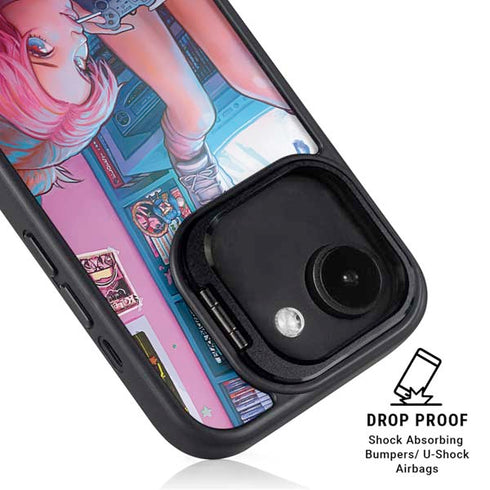 Pink Hair Anime Gamer Girl by Ivy Dolamore iPhone 16e Kickstand Case