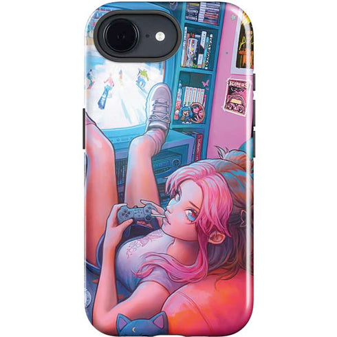 Pink Hair Anime Gamer Girl by Ivy Dolamore iPhone 16e Impact Case