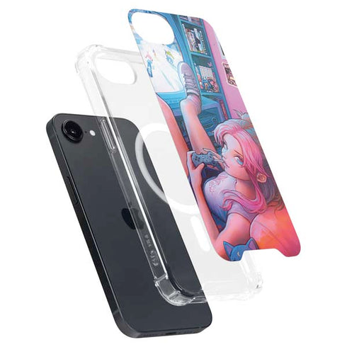 Pink Hair Anime Gamer Girl by Ivy Dolamore iPhone 16e MagSafe Case