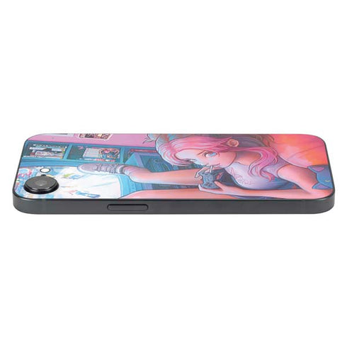 Pink Hair Anime Gamer Girl by Ivy Dolamore iPhone 16e Skin