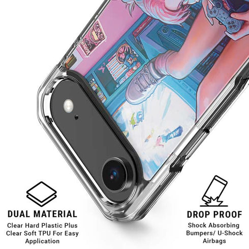 Pink Hair Anime Gamer Girl by Ivy Dolamore iPhone 17 Air Clear Case