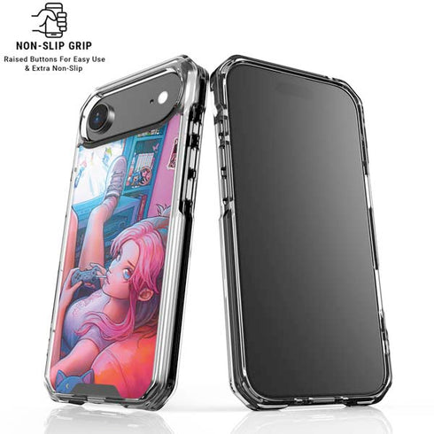 Pink Hair Anime Gamer Girl by Ivy Dolamore iPhone 17 Air Clear Case