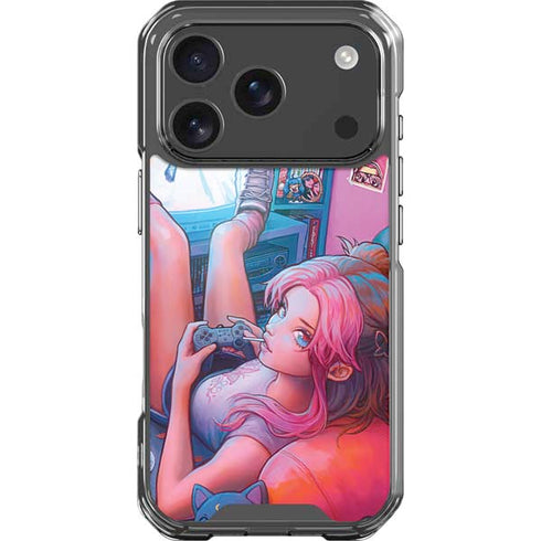 Pink Hair Anime Gamer Girl by Ivy Dolamore iPhone 17 Pro Clear Case