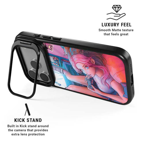 Pink Hair Anime Gamer Girl by Ivy Dolamore iPhone 17 Pro Max Kickstand Case