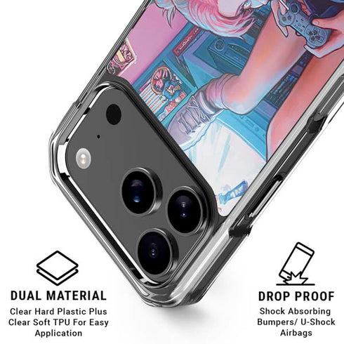 Pink Hair Anime Gamer Girl by Ivy Dolamore iPhone 18 Pro Clear Case