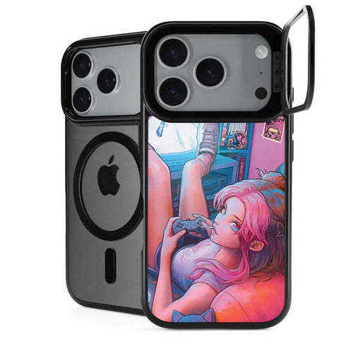Pink Hair Anime Gamer Girl by Ivy Dolamore iPhone 18 Pro Kickstand Case