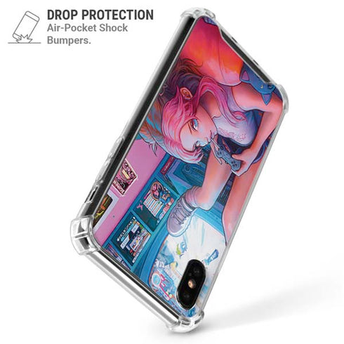 Pink Hair Anime Gamer Girl by Ivy Dolamore iPhone X/XS Clear Case