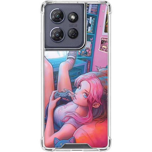 Pink Hair Anime Gamer Girl by Ivy Dolamore Moto G 5G (2025) Clear Case