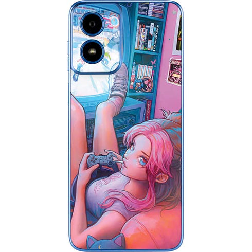 Pink Hair Anime Gamer Girl by Ivy Dolamore Moto G Play 4G (2024) Skin