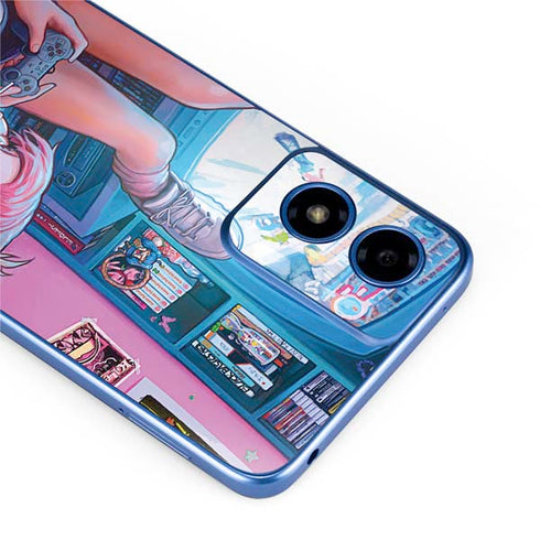 Pink Hair Anime Gamer Girl by Ivy Dolamore Moto G Play 4G (2024) Skin