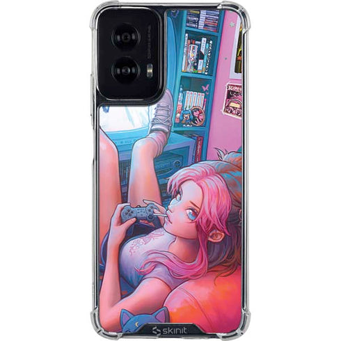 Pink Hair Anime Gamer Girl by Ivy Dolamore Moto G Power 5G (2024) Clear Case