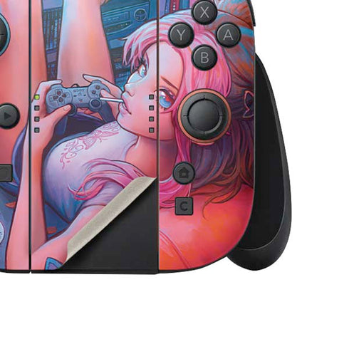 Pink Hair Anime Gamer Girl by Ivy Dolamore Nintendo Switch 2 (2025) Joy-Con Controller Skin