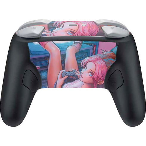 Pink Hair Anime Gamer Girl by Ivy Dolamore Nintendo Switch 2 (2025) Pro Controller Skin