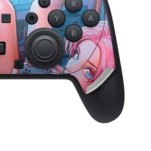 Pink Hair Anime Gamer Girl by Ivy Dolamore Nintendo Switch 2 (2025) Pro Controller Skin
