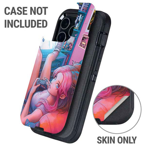 Pink Hair Anime Gamer Girl by Ivy Dolamore Otterbox Defender iPhone Skin