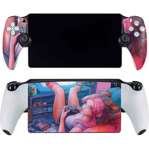 Pink Hair Anime Gamer Girl by Ivy Dolamore PlayStation Portal Remote Player Skin